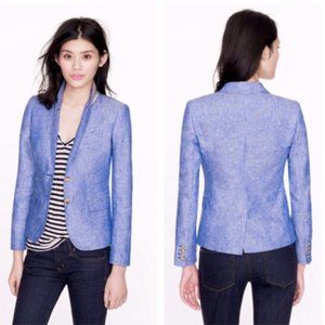 NWT J Crew Blue Linen Schoolboy Blazer Size 8